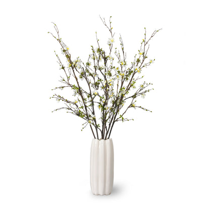 White Quince Blossoms in Mirabelle Tall Vase- Diane James Home | Faux Floral Couture Handmade In The USA