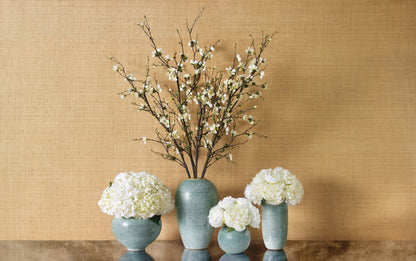 White Quince Blossoms in Calinda Tapered Vase- Diane James Home | Faux Floral Couture Handmade In The USA