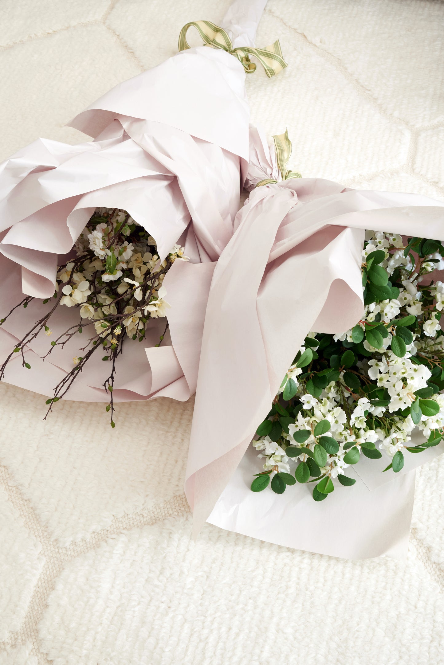 Hand-tied Quince Blossom Bouquet- Diane James Home | Faux Floral Couture Handmade In The USA