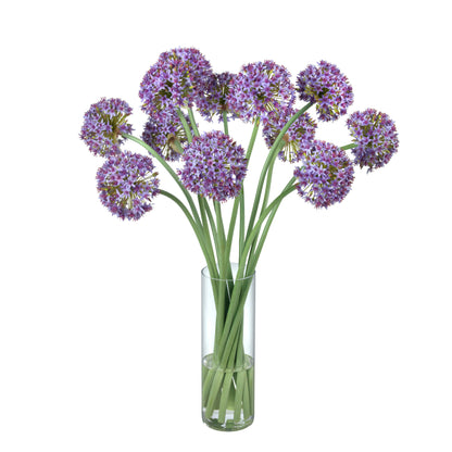 Alliums in Tall Glass Cylinder- Diane James Home | Faux Floral Couture Handmade In The USA