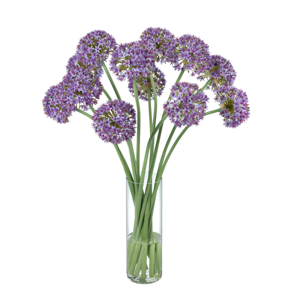 Alliums in Tall Glass Cylinder- Diane James Home | Faux Floral Couture Handmade In The USA