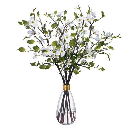 Dogwood Branches in Glass Vase- Diane James Home | Faux Floral Couture Handmade In The USA