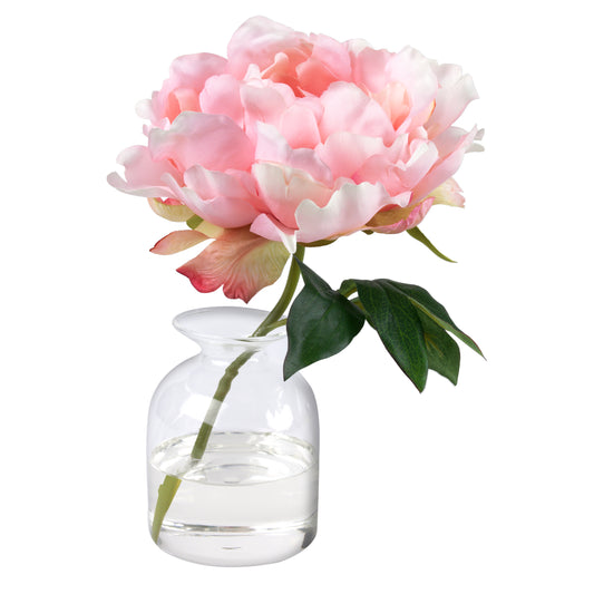 Pale Pink Peony Blossom in Bud Vase- Diane James Home | Faux Floral Couture Handmade In The USA