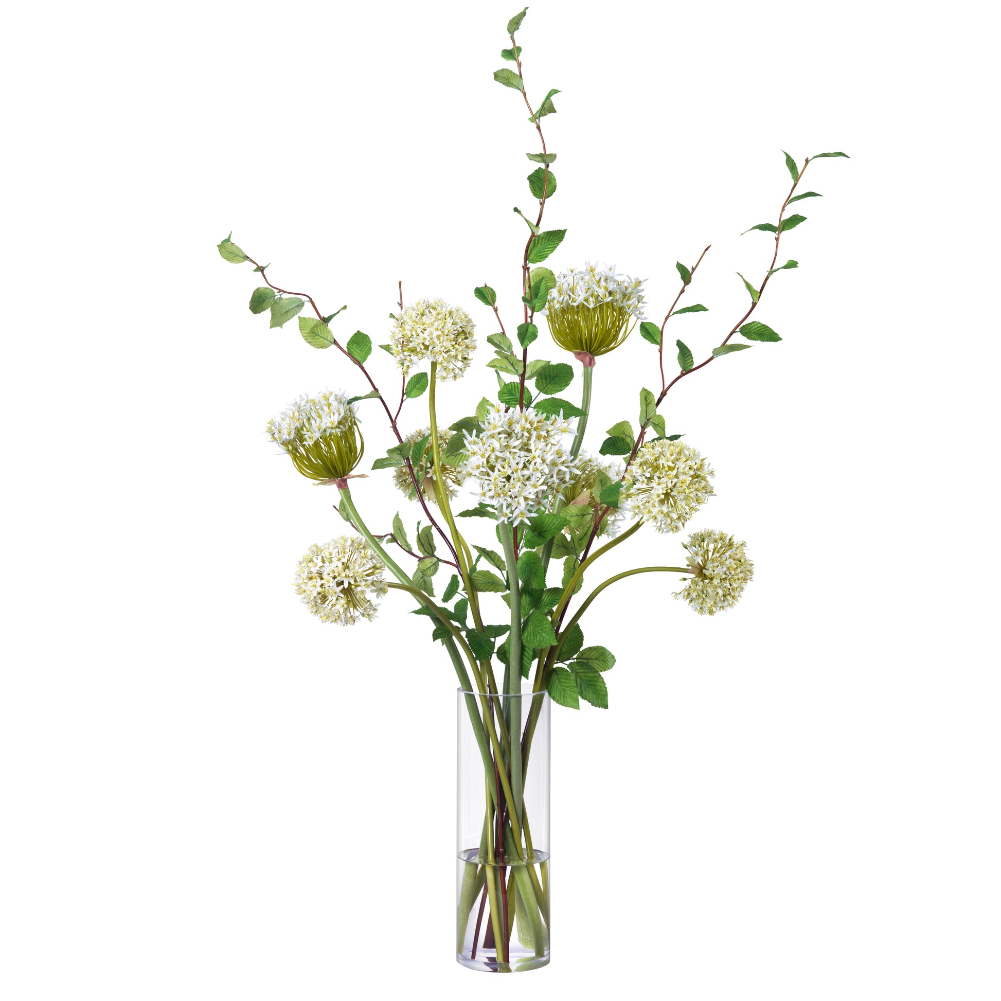 Allium and Beech Bouquet in Tall Cylinder- Diane James Home | Faux Floral Couture Handmade In The USA