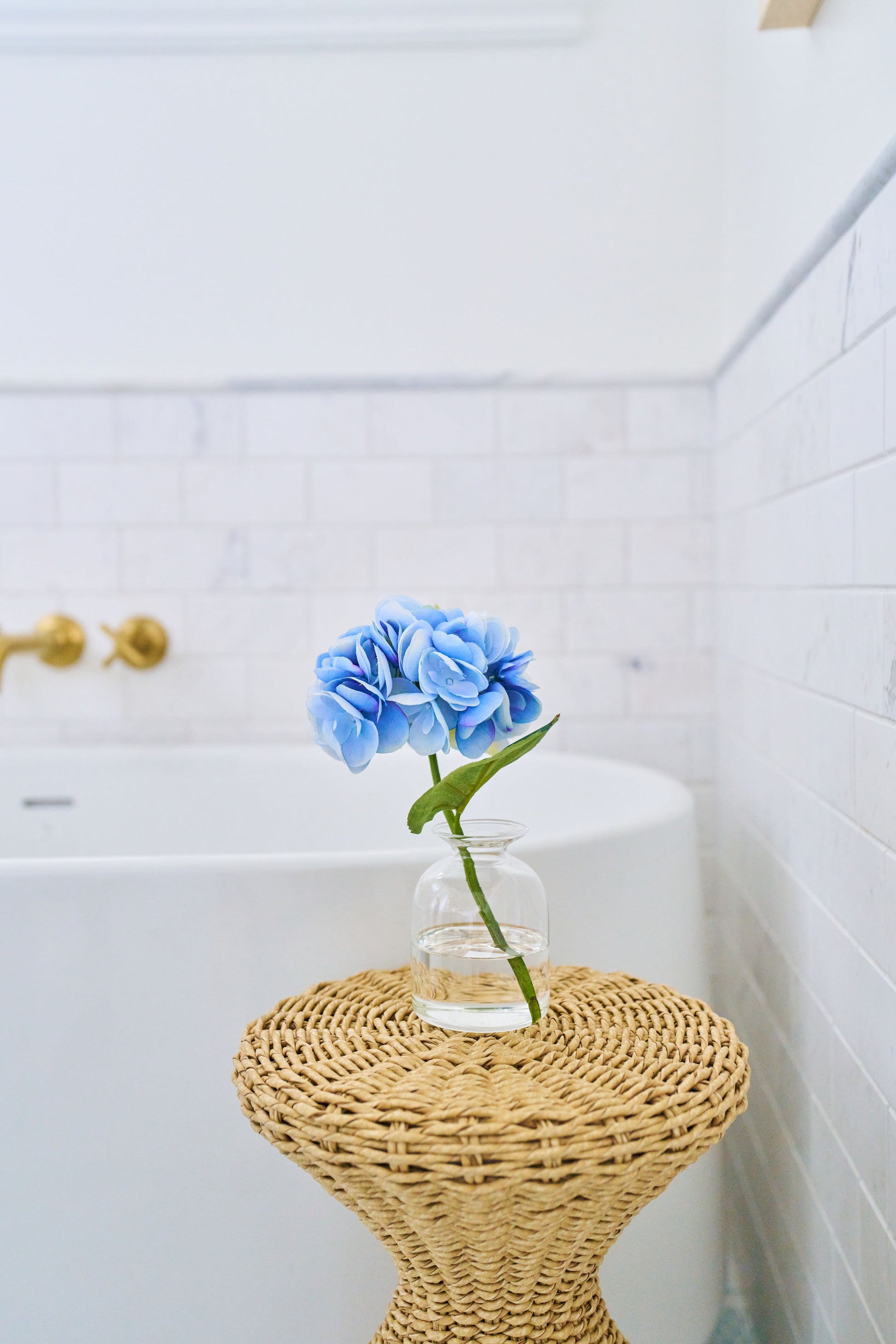 Blue Hydrangea Blossom in Bud Vase- Diane James Home | Faux Floral Couture Handmade In The USA