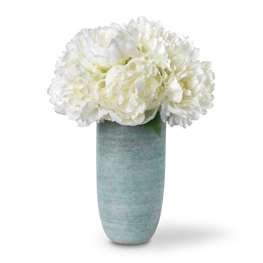 White Peony Bouquet in Calinda Tall Vase- Diane James Home | Faux Floral Couture Handmade In The USA