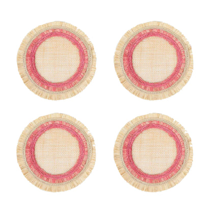 Joanna Buchanan Ruffle Edge Coasters - Pink- Diane James Home | Faux Floral Couture Handmade In The USA